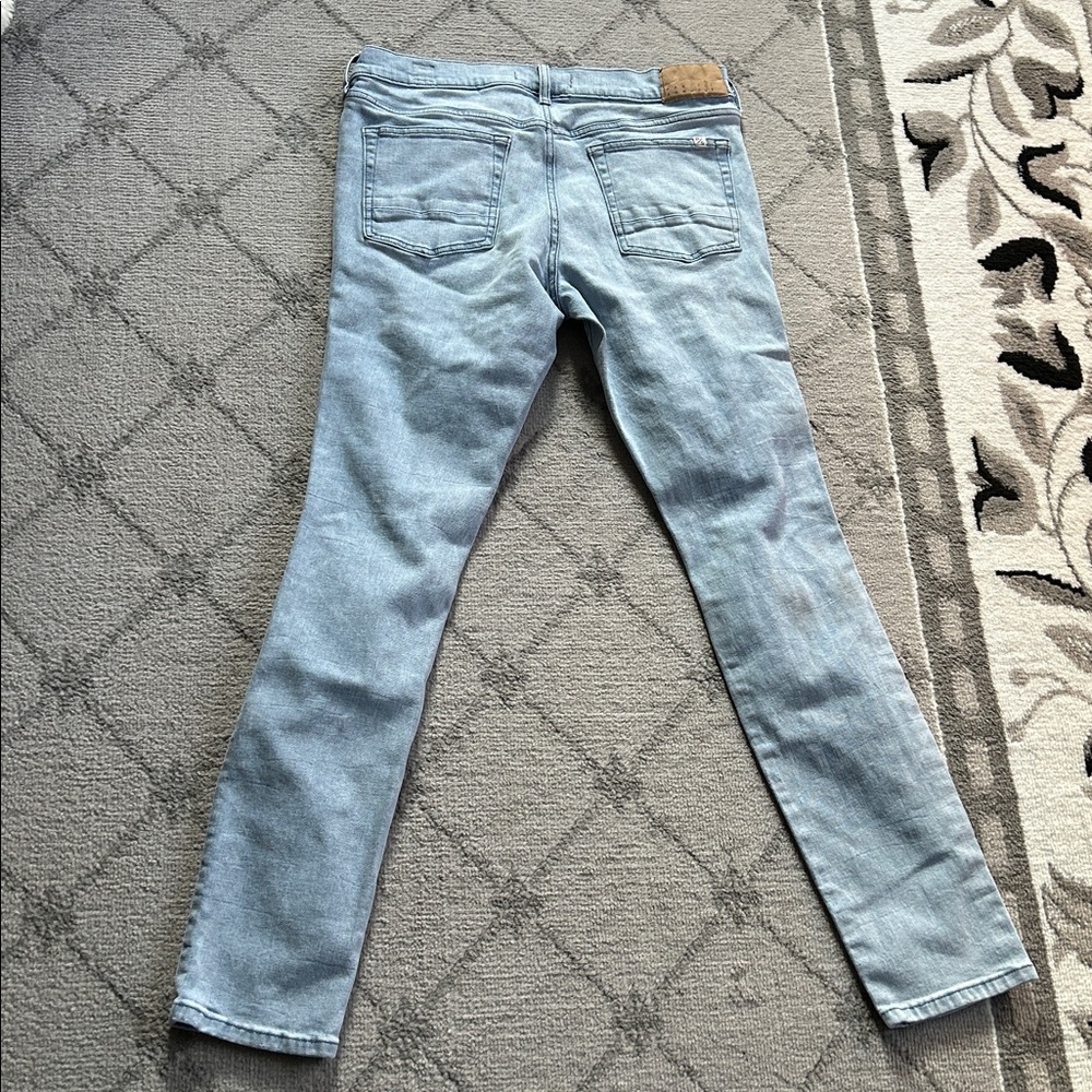 PacSun Stacked Skinny Blue Distressed Men's Jeans - Picture 7 of 8
